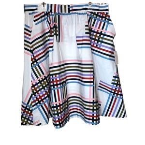 NEW Eloquii A-Line Skirt Plus Size 16 Multicolor Stripe Stretch Pockets Fun NWT